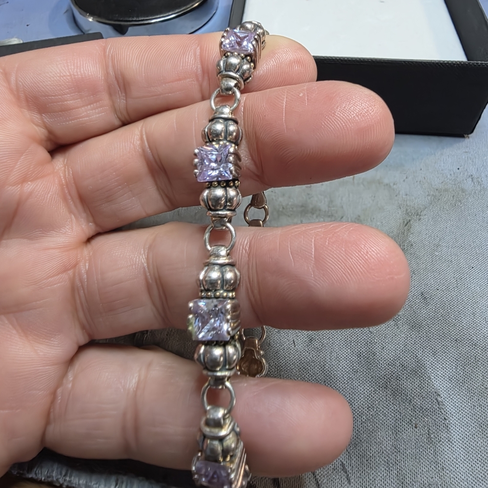 Elegant Silver and Purple Bracelet With heart Pendent
